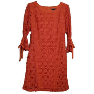 Beautiful Madison Leigh Coral Lace Overlay Midi Dress Size 6